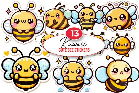 Download Kawaii Cute Bee Stickers Bundle - Stickers Collection