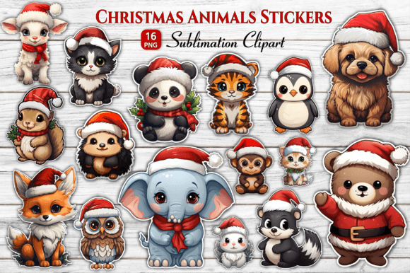 Download Cute Christmas Animal Stickers Bundle - Stickers Collection