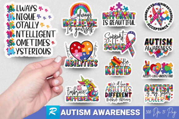 Download Autism Awareness Stickers Png Bundle - Stickers Collection