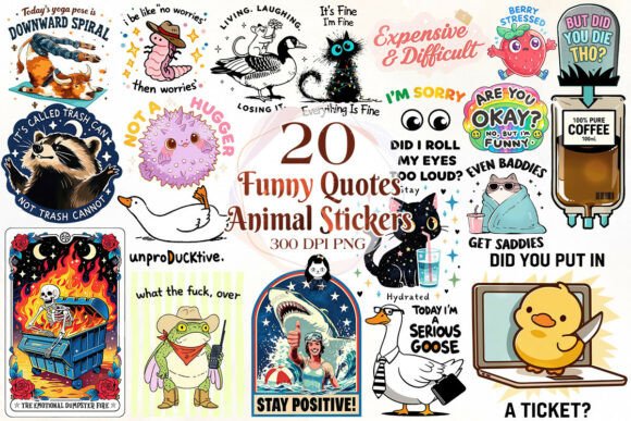 Download Funny Quotes Animal Stickers Bundle - Stickers Collection