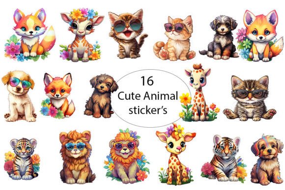 Download 16 Cute Baby Animal Stickers Design. - Stickers Collection