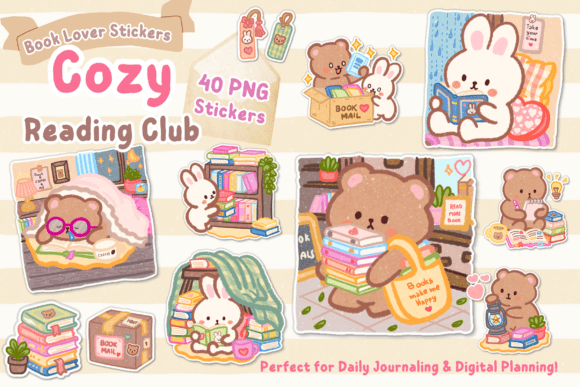 Download Cozy Reading Club Stickers for GoodNotes - Stickers Collection