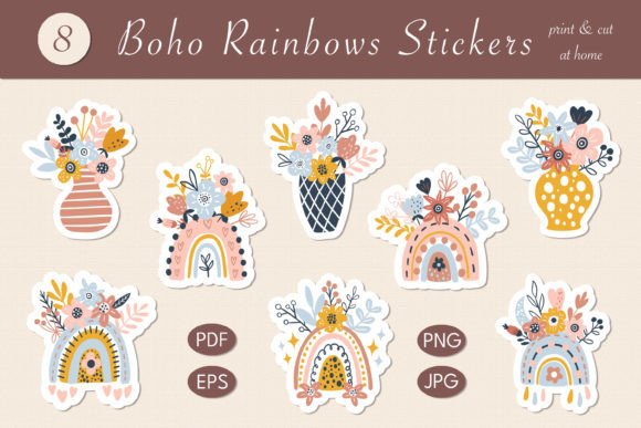 Download Boho Rainbows Stickers. Cricut Stickers - Stickers Collection
