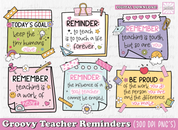 Download Groovy Teacher Reminders Stickers PNG - Stickers Collection