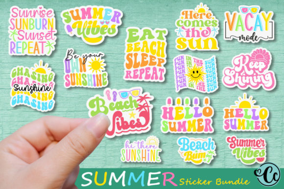 Download Summer Sticker Bundle. Sticker Designs - Summer sticker bundle Collection