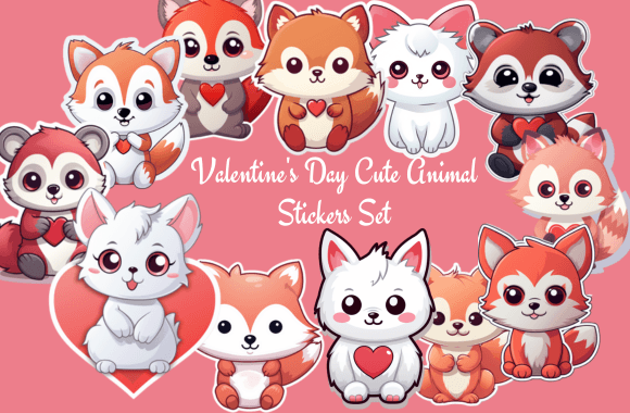 Download Valentine's Day Cute Animal Stickers Set - Stickers Collection