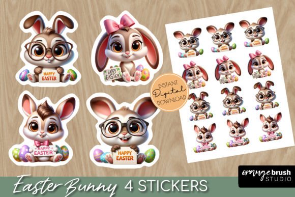 Download Cute Easter Bunny Stickers PNG for Kids - Stickers Collection
