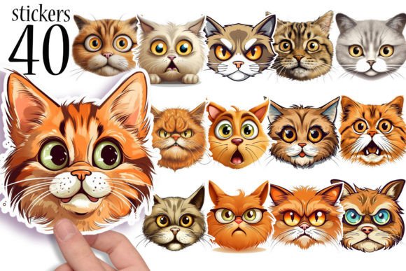 Download Funny Cat Face Printable Stickers PNG - Stickers Collection