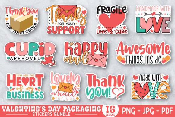 Download Valentines Day Packaging Stickers Bundle - Stickers Collection
