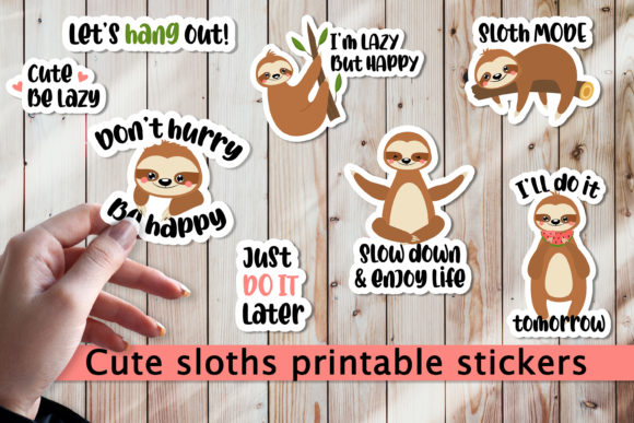 Download Cute Sloths Printable Cricut Stickers. - Stickers Collection