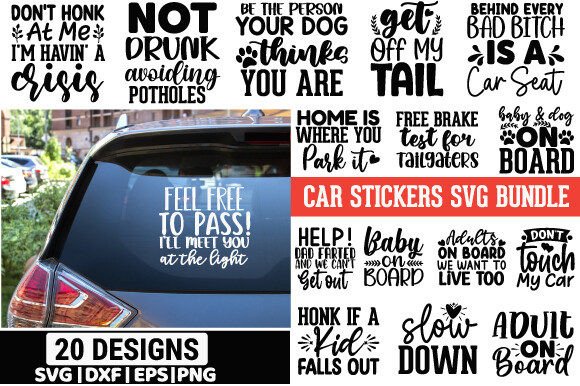 Download Car Stickers SVG Bundle - Stickers Collection