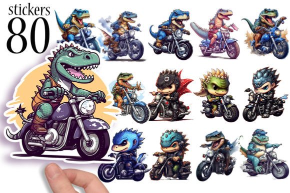 Download Cute Dinosaur Biker Stickers for Kids - Stickers Collection