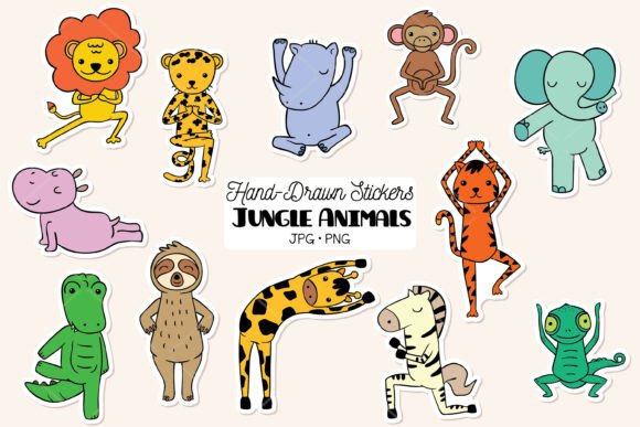 Download Exercising Jungle Animal Stickers | Yoga - Stickers Collection