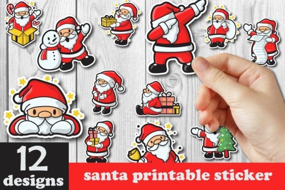 Download Santa Printable Sticker Bundle Christmas - Printable Collection