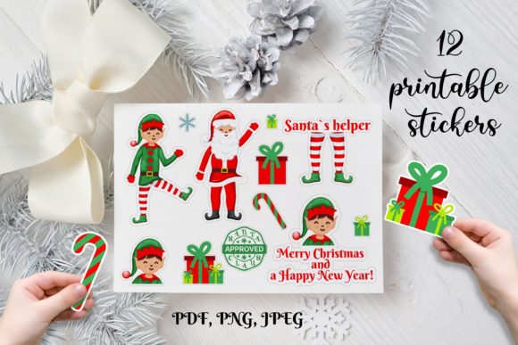 Download Christmas Stickers. Elf Christmas Set - Stickers Collection