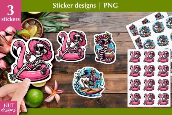 Download Skeleton &amp; Beach Sticker Printable - Printable Collection
