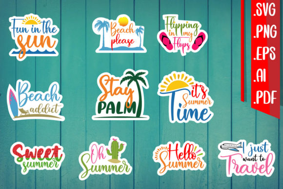 Download Summer Sticker Bundle| 10 Designs - Summer sticker bundle Collection