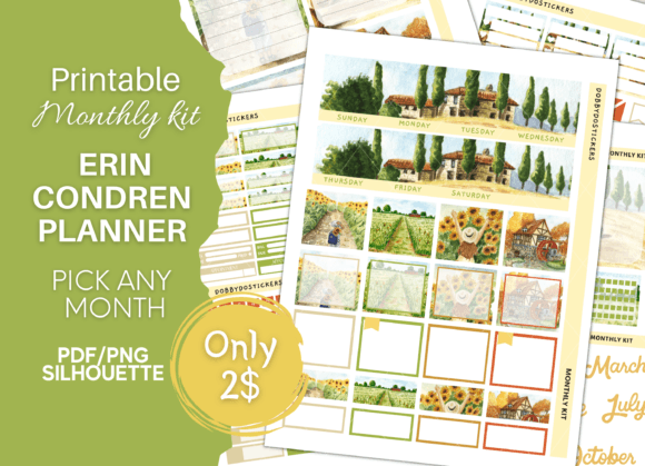 Download Cozy Fall Planner Stickers, Monthly Kit - Stickers Collection
