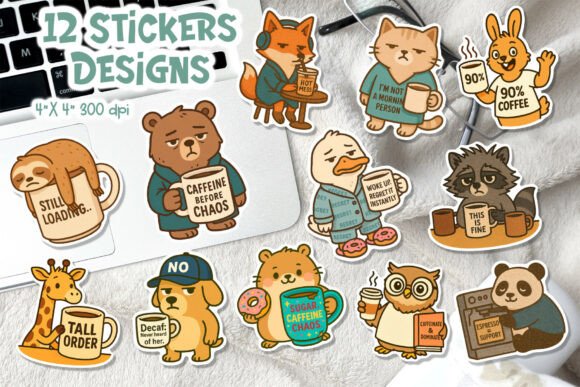Download Funny Coffee Animal Stickers PNG - Stickers Collection