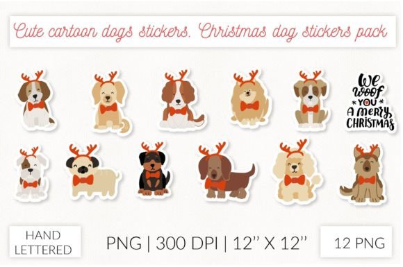Download Christmas Dogs Stickers Set. Puppy Dogs - Stickers Collection