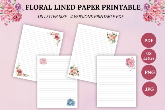 Download Floral Lined Paper Printable - Printable Collection
