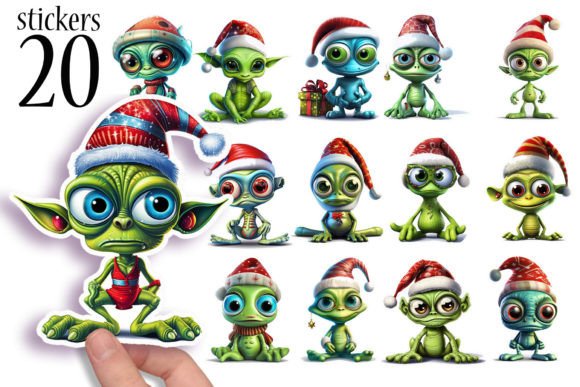 Download Cute Christmas Alien Stickers for Kids - Stickers Collection