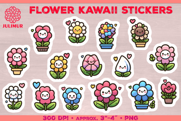Download Cute Kawaii Flower Stickers PNG - Stickers Collection