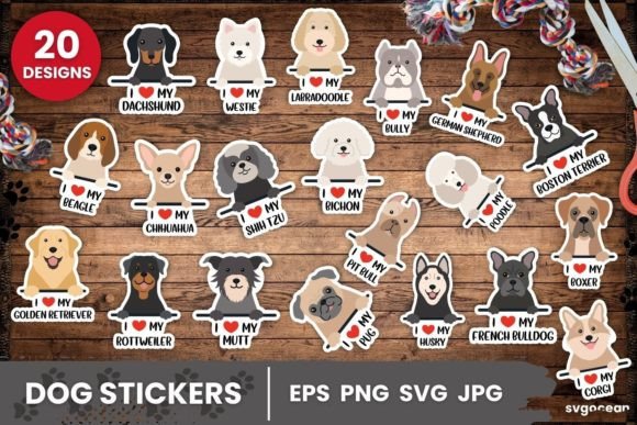 Download Dog Stickers SVG Bundle | Printable - Stickers Collection