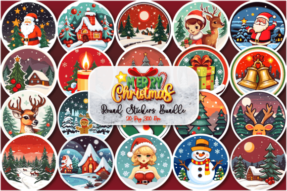 Download Round Christmas Printable Sticker Bundle - Printable Collection
