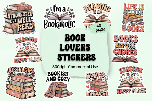 Download Book Lover Digital PNG Stickers - Stickers Collection