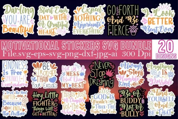 Download Motivational Stickers SVG Bundle - Stickers Collection