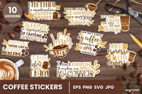 Download Coffee Stickers SVG Bundle - Stickers Collection