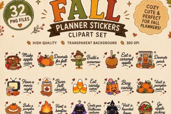 Download Fall Planner Stickers Clipart Bundle - Stickers Collection