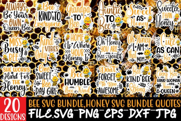 Download Bee Stickers Bundle, Honey Bundle Quotes - Stickers Collection