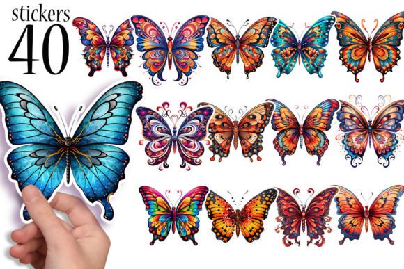 Download 40 Butterfly Printable Stickers PNG - Stickers Collection