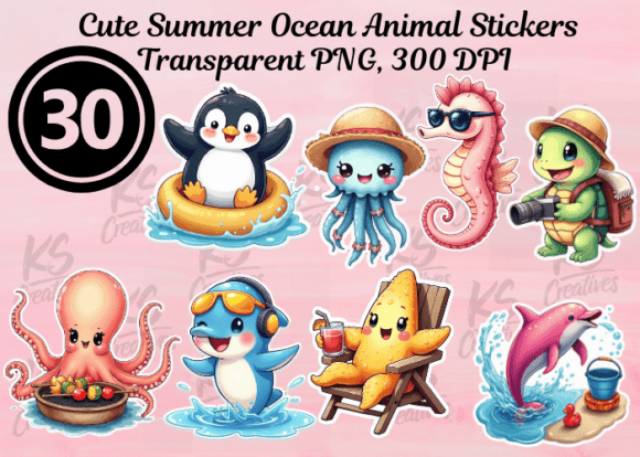 Download Cute Summer Ocean Animal Stickers - Stickers Collection