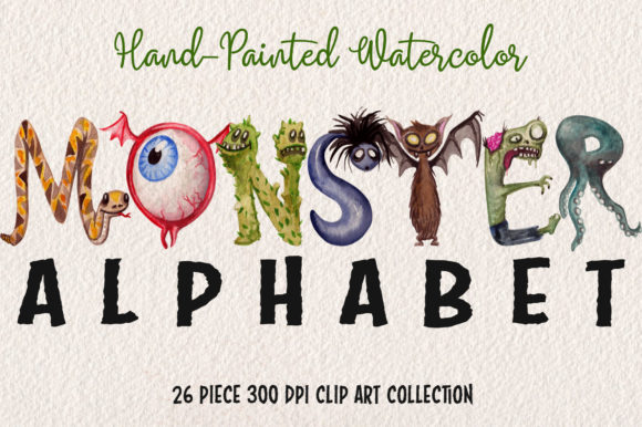 Download Watercolor Monster Alphabet Collection - Monster Collection