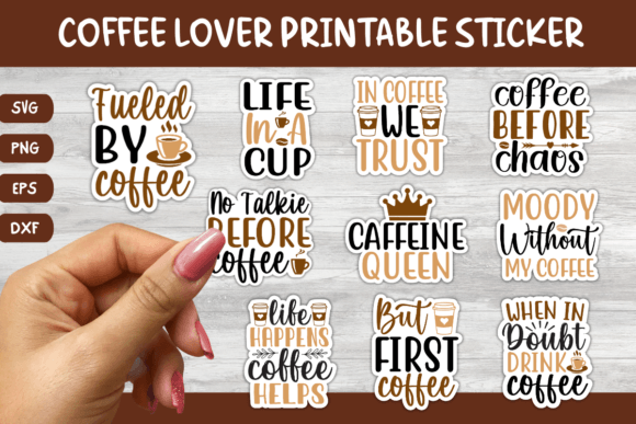 Download 10 Printable Coffee Quote Sticker Bundle - Printable Collection