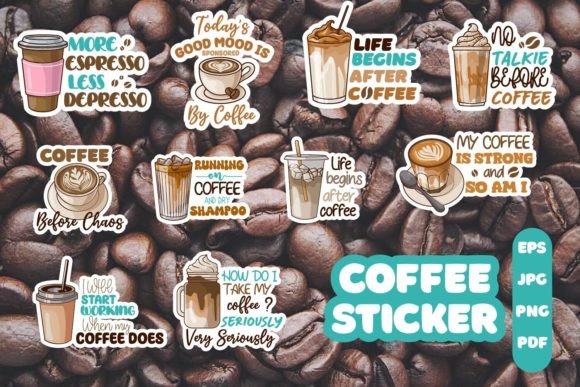 Download Bundle, Coffee Quotes Sticker Printable - Printable Collection