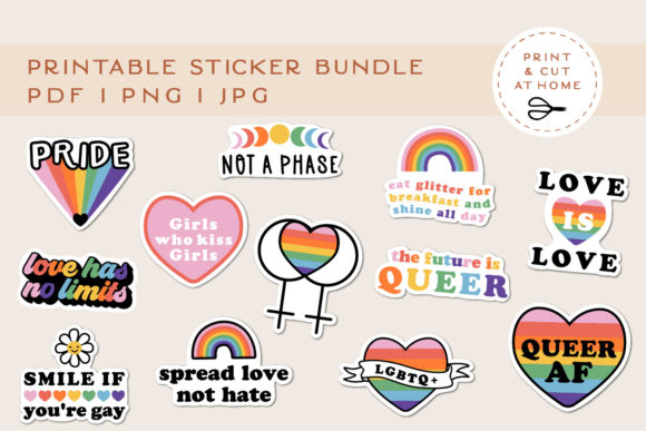 Download Pride Sticker Bundle | LGBTQ Rainbow Printable Stickers - Stickers Collection