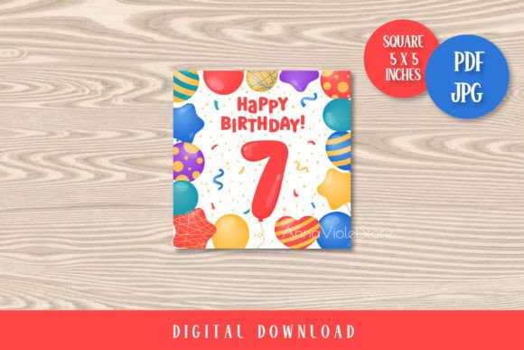 Download Happy Birthday 7 Years Printable Card - Printable Collection