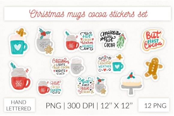 Download Christmas Mugs Stickers. Hot Cocoa Quote - Stickers Collection