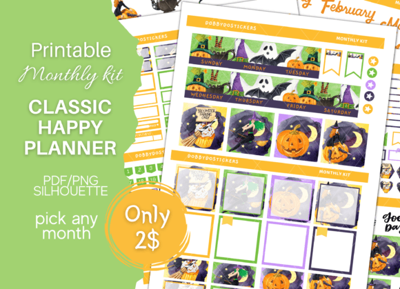 Download Halloween Planner Stickers Monthly Kit - Stickers Collection