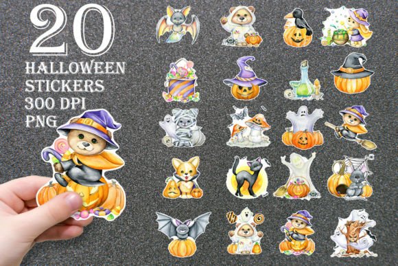 Download Halloween, Funny Animal Stickers. Set - Stickers Collection