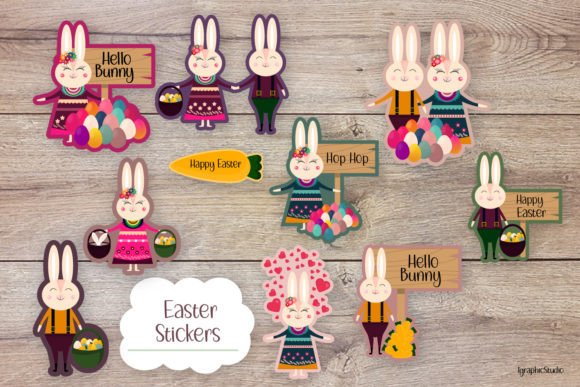 Download Cute Easter Bunny Stickers Bundle - Stickers Collection