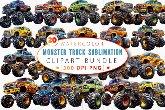 Download Monster Truck Sublimation Clipart Bundle - Monster Collection