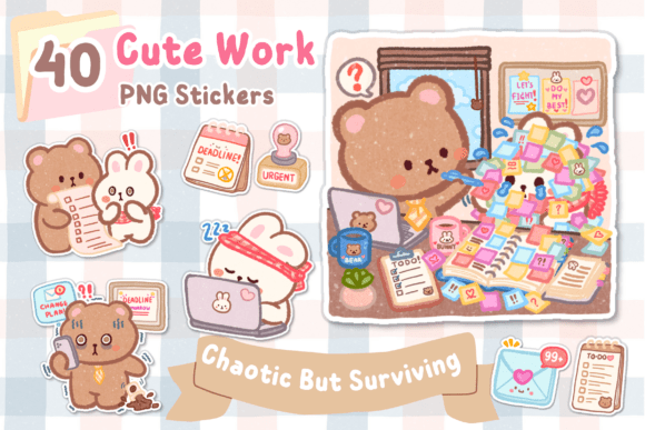 Download Kawaii Work Planner Stickers PNG - Stickers Collection