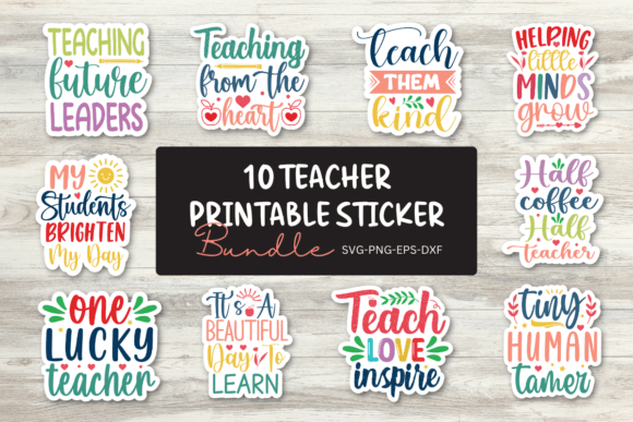Download Printable 10 Teacher Stickers Bundle - Stickers Collection