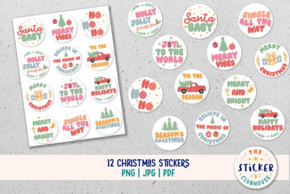Download Retro Christmas Gift Stickers - Stickers Collection