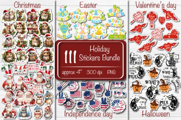 Download Holiday Stickers Bundle Printable Sticke - Stickers Collection